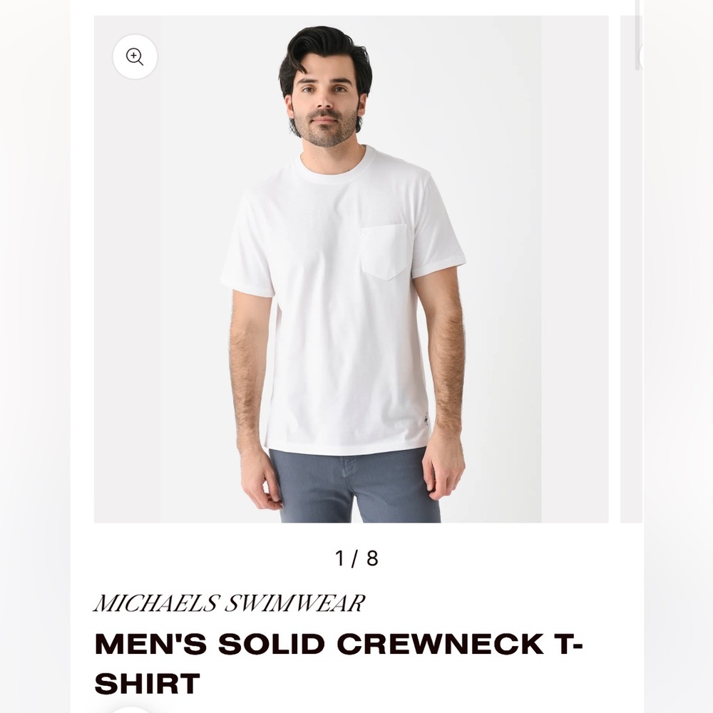 Michael’s Swimwear Pocket Crew Neck Tee White Size XL, NWT